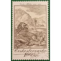 Чехословакия 1975. Гравюра Лев и мышь 1665 года гравера Вацлава Холлара