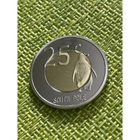 Южный полюс 25 центов 2013 г ( Биметалл )