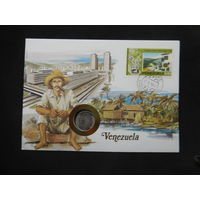 Венесуэла 1 боливар 1989 г  конверт первого дня КПД