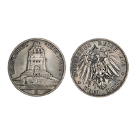 Шикарная монета 3 марки 1913 года Германия - Битва при Лейпциге - Саксония В коллекцию Много лотов с рубля Лот 6