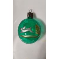 Ёлочная игрушка шар рельефный.Заяц