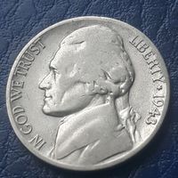 5 центов  1943 S США Джеферсон серебро
