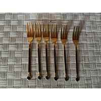 Вилка десертная 6 шт позолота эмаль Япония