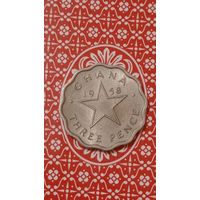 Гана 3 пенса 1958