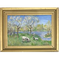 Кузьмич А.В "Пейзаж", холст на картоне, масло. Размер с рамой 61,5х46,5 см.