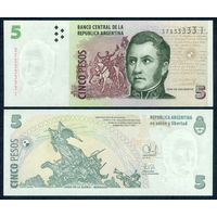 Аргентина 5 песо 2003-2013 год, UNC