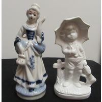 Статуэтки Люди Девушка с гусем Дама Фарфор Европа Позолота Делфт Клейма