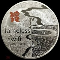 5 фунтов 2010 серебро 925пр 28,28г Великобритания Темза - Олимпийские игры