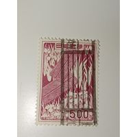 Япония 1955 год мост Яцухаси и ирисы, основанные на картине художника Огата Корин.