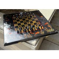 Большие шахматы, красное дерево, лаковая роспись , позолота , фигуры кость Вьетнам Ручная работа