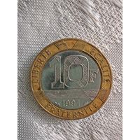 10 франков монета 1991 года