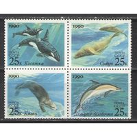 Марки СССР. 1990г. Морская фауна
