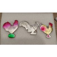 Елочная игрушка Петухи картонаж 3шт