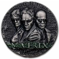Ниуэ 5 долларов 2022г. "Матрица". УФ-цвет. Монета в капсуле; деревянном подарочном футляре; номерной сертификат; номер монеты на гурте; коробка. СЕРЕБРО 62,20гр.(2 oz).