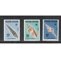 Полинезия -1979 (Мих.291-293) , ** , Морская фауна, Раковины, (полная серия)