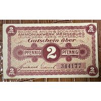 Нотгельд 2 пфеннигов 1917 год. Мерзебург Веймарская республика