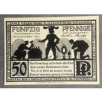 Нотгельд 50 пфеннигов 1921 год. Падерборн. Веймарская республика.
