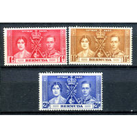 Британские колонии - Бермуды - 1937г. - коронация короля Георга VI и королевы Елизаветы - 3 марки - полная серия, MLH, разводы на клее, ном. 1 D с погнутостью [Mi 98-100]. #2-Bc-D-KS-1