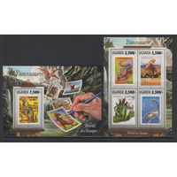 Фауна Динозавры Уганда 2013** Марки на Марках #3131-3134+BL.439