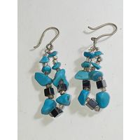 Серьги Бирюза . Распродажа винтажный бижутерии с натуральными камнями .