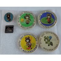 Значки "Олимпиада 1980. Мишка" - 6 шт.