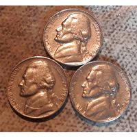 5 центов  1968 1969 1970 все S США Джеферсон ( три монеты)
