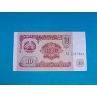10 рублей 1994 года. Таджикистан.  UNC. Рапродажа