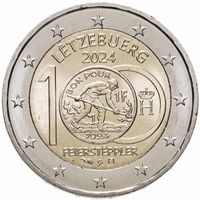 2 евро 2024 Люксембург 100 лет монетам с изображением литейщика UNC из ролла