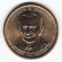 1 доллар США 2015 год 36-й Президент Линдон Джонс двор D _состояние UNC