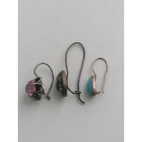 Серёжки СССР серебро 875 и 925 пр потеряшки одиночки, торги с Рубля
