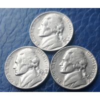 5 центов  1968.1969.1970 все D США Джеферсон 3 монеты