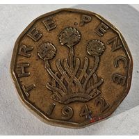 1942 год Англия  3 пенса