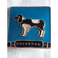 Значок собака Спаниель синий фон