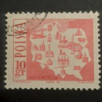 Польша 1966. Туристическая карта Польши