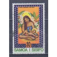 [841] Самоа 1975. Дети.Мать с ребенком.Рождество. Концовка серии.Гашеная марка.