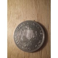 Монета Португалия 1989г. 100 эскудо штемпельная яркая UNC  можно заслабировать, с рубля