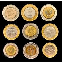 9 БИМЕТАЛЛИЧЕСКИХ МОНЕТ ИЗ 7 СТРАН МИРА