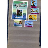 В. ВОЛЬТА, 1978, ТОРИЯ АВИАЦИИ  серия 5м + блок   гашен