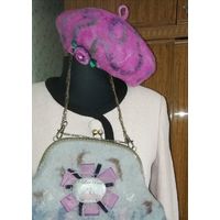 Красивый берет из 100% натуральной валяной шерсти, тёплый, мягкий, хорошо держит форму.