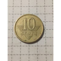 10 центов Литва 1997 год