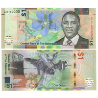 Багамские острова (Багамы) 1 доллар  2017 год UNC   ОЧЕНЬ КРАСИВЫЙ НОМЕР