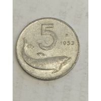 Италия 5 лир 1953