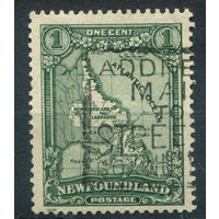 Британские колонии - Ньюфаундленд - 1928г. - карта, 1 с - 1 марка - гашёная [Mi 129]. #3-WB-94-A-1