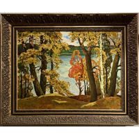 Гугель А.С. Каталожная работа ""Осенние кружева", картон, масло. Размер с родной рамой 77,5х63 см.