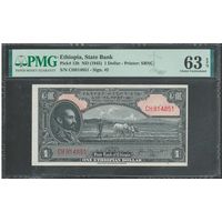 Эфиопия 1 доллар 1945 года. Тип Р-12b. Состояние UNC. В слабе PMG 63