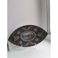 Тарелка, Конфетница, металл, горячая эмаль, живопись, редкость!