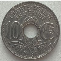 Франция 10 сантимов 1938 г.