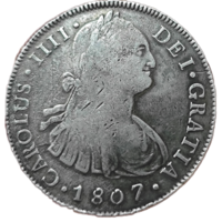 8 реалов. Испанские колонии. 1807 года. Карл IV