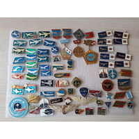 Самолеты авиация вертолеты воздушный флот транспорт техника значки Ми Ил Ту Як Ант Аэрофлот можно выборочно