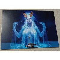 Посткроссинг. Открытка Русалка (10х15). Прошла почту. Художественные марки, чёткий штемпель.